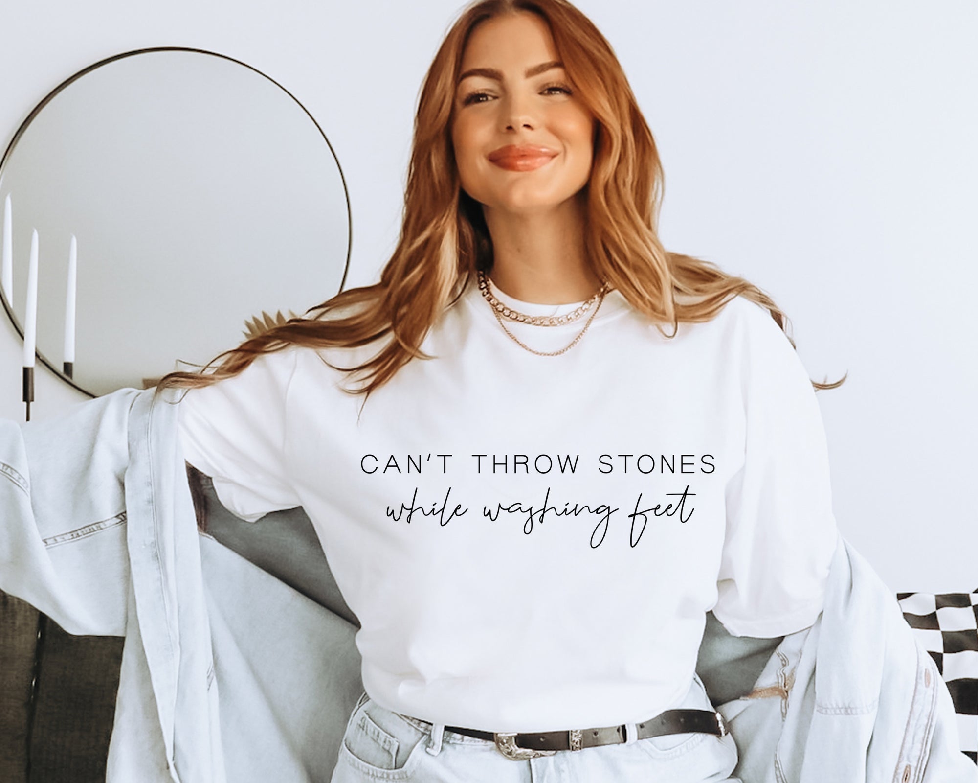 Can’t Throw Stones While Washing Feet T-Shirt - White