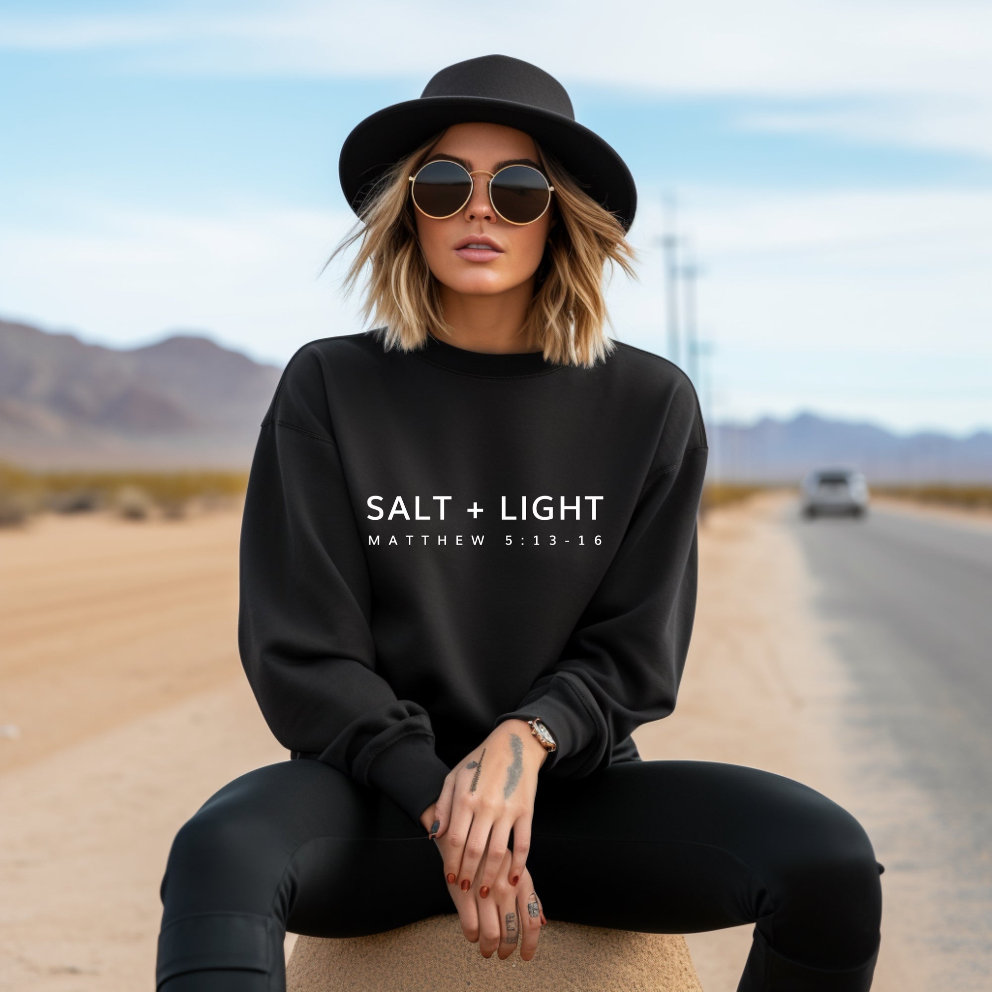 Salt + Light Christian Crewneck • Black