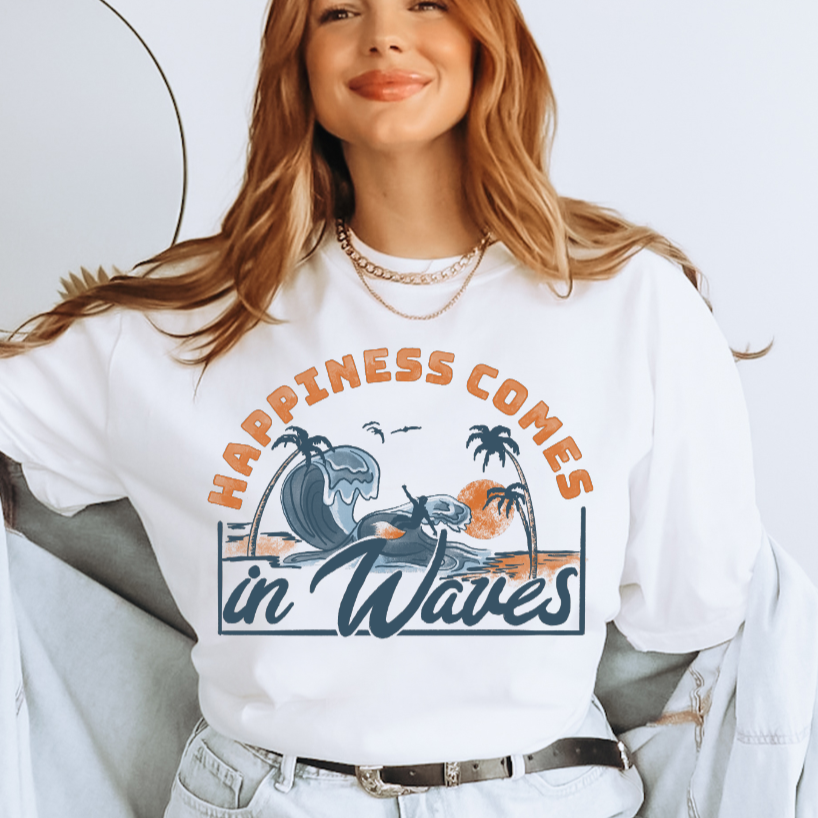 Happiness Comes In Waves Vintage T-shirt