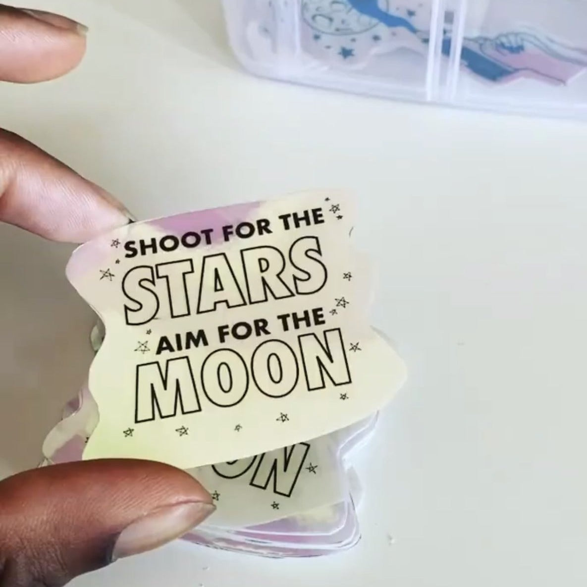 "Shoot for the Stars, Aim for the Moon" Holographic Sticker