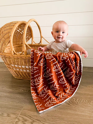 Copper Mudcloth Baby Blanket