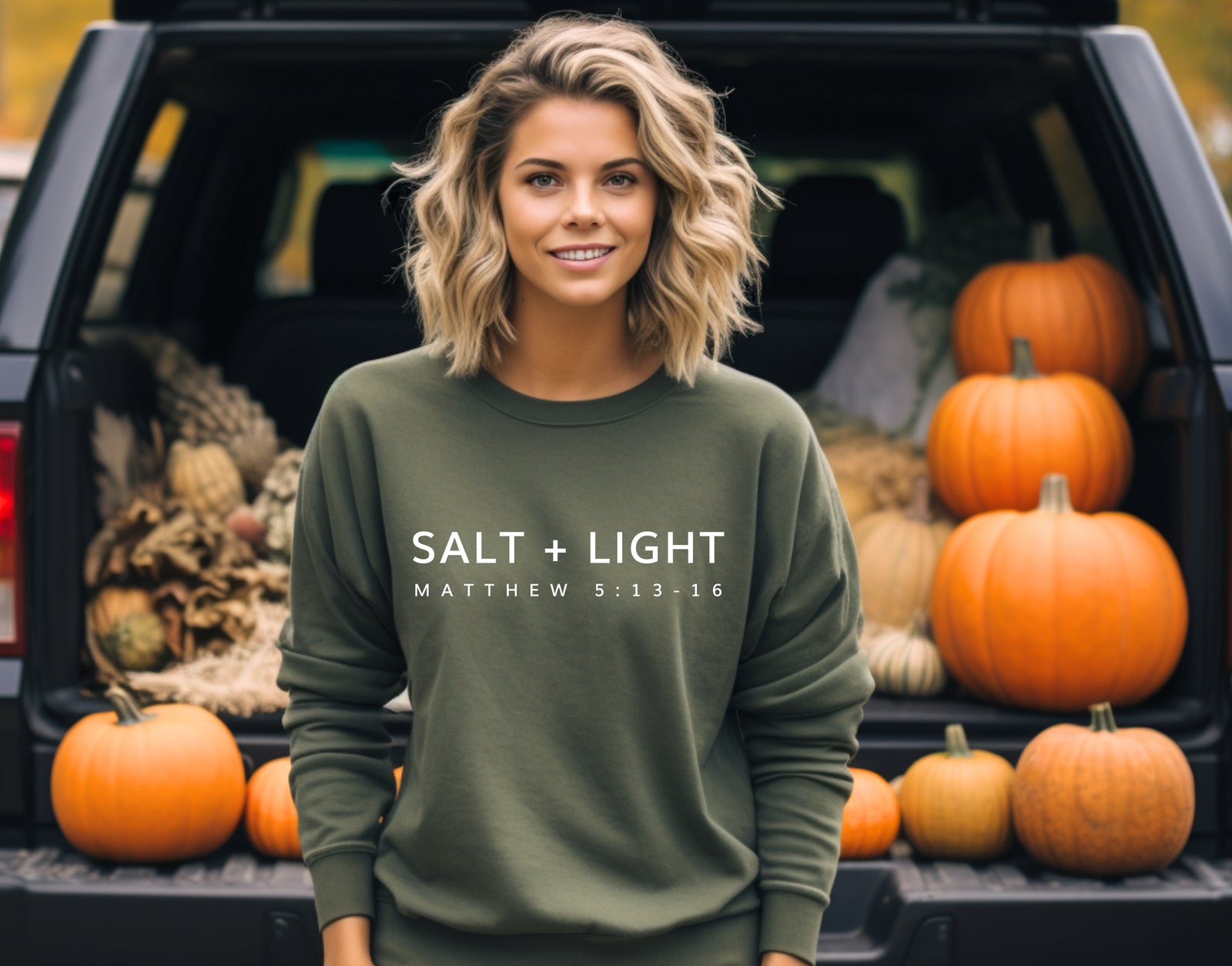 Salt + Light Christian Crewneck • Military Green