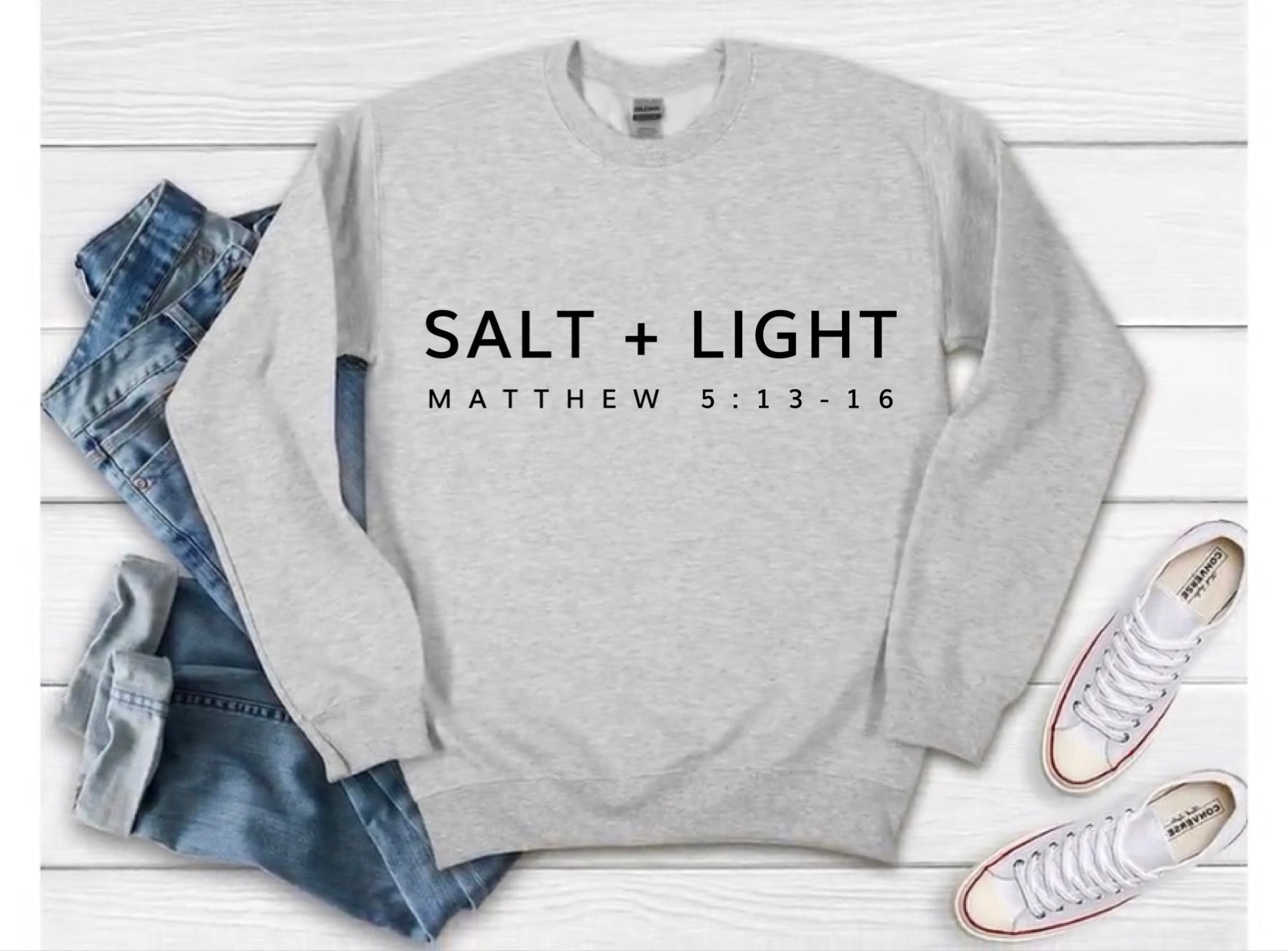 Salt + Light Christian Crewneck • Ash Grey