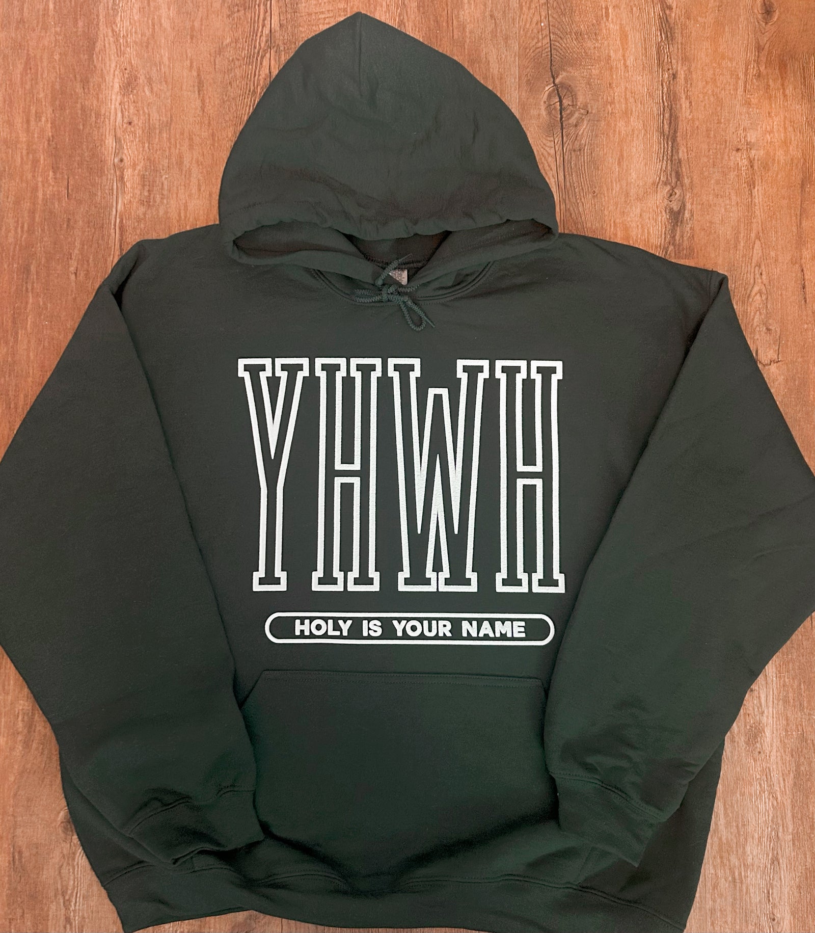 YHWH Textured Puff Hoodie - Forest Green
