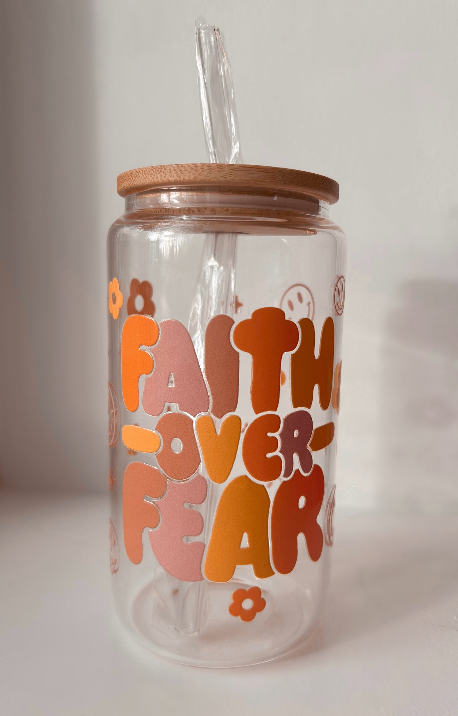 Faith Over Fear Glass Tumbler 16oz