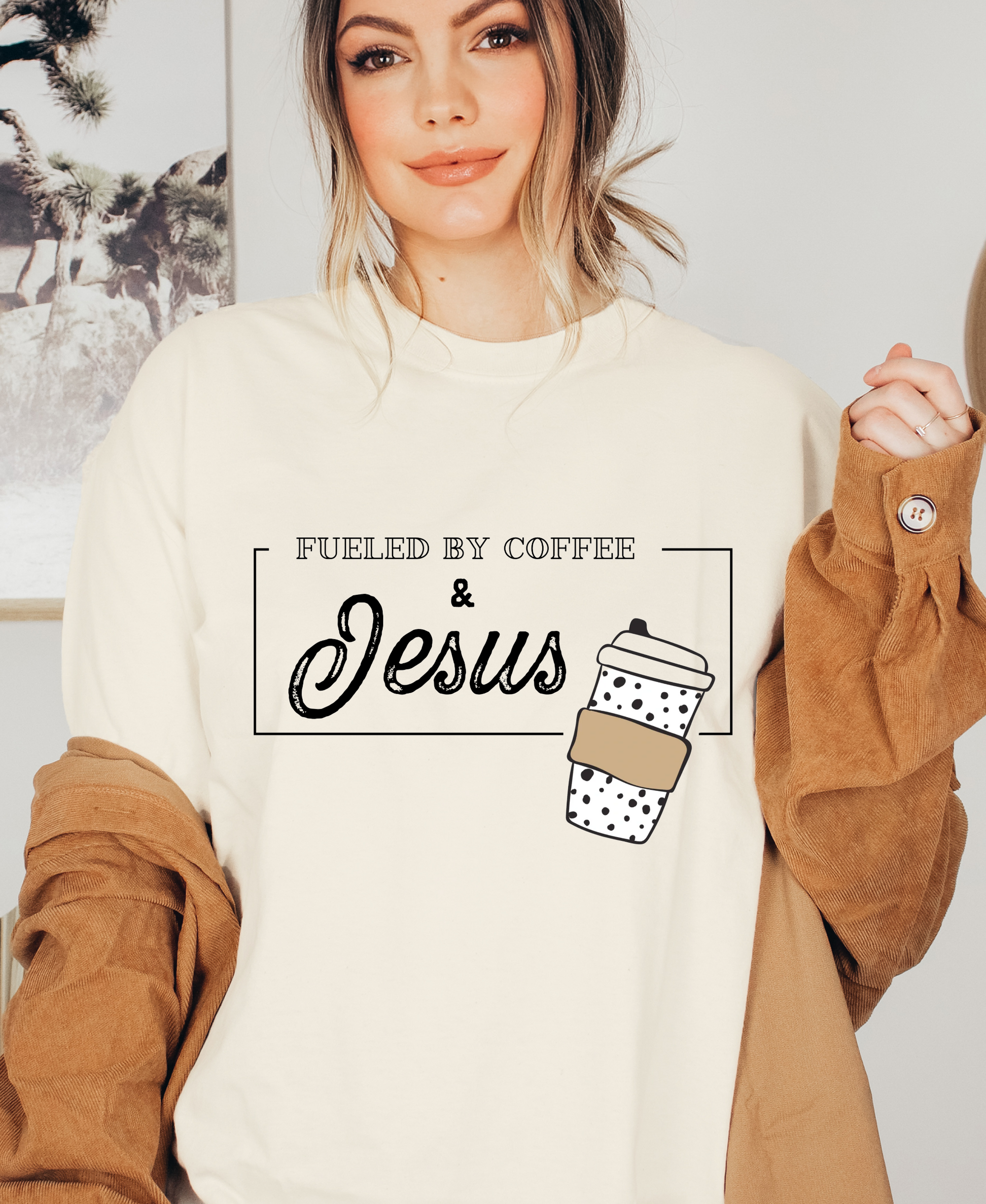 Fueled By Coffee & Jesus T-Shirt - Ivory