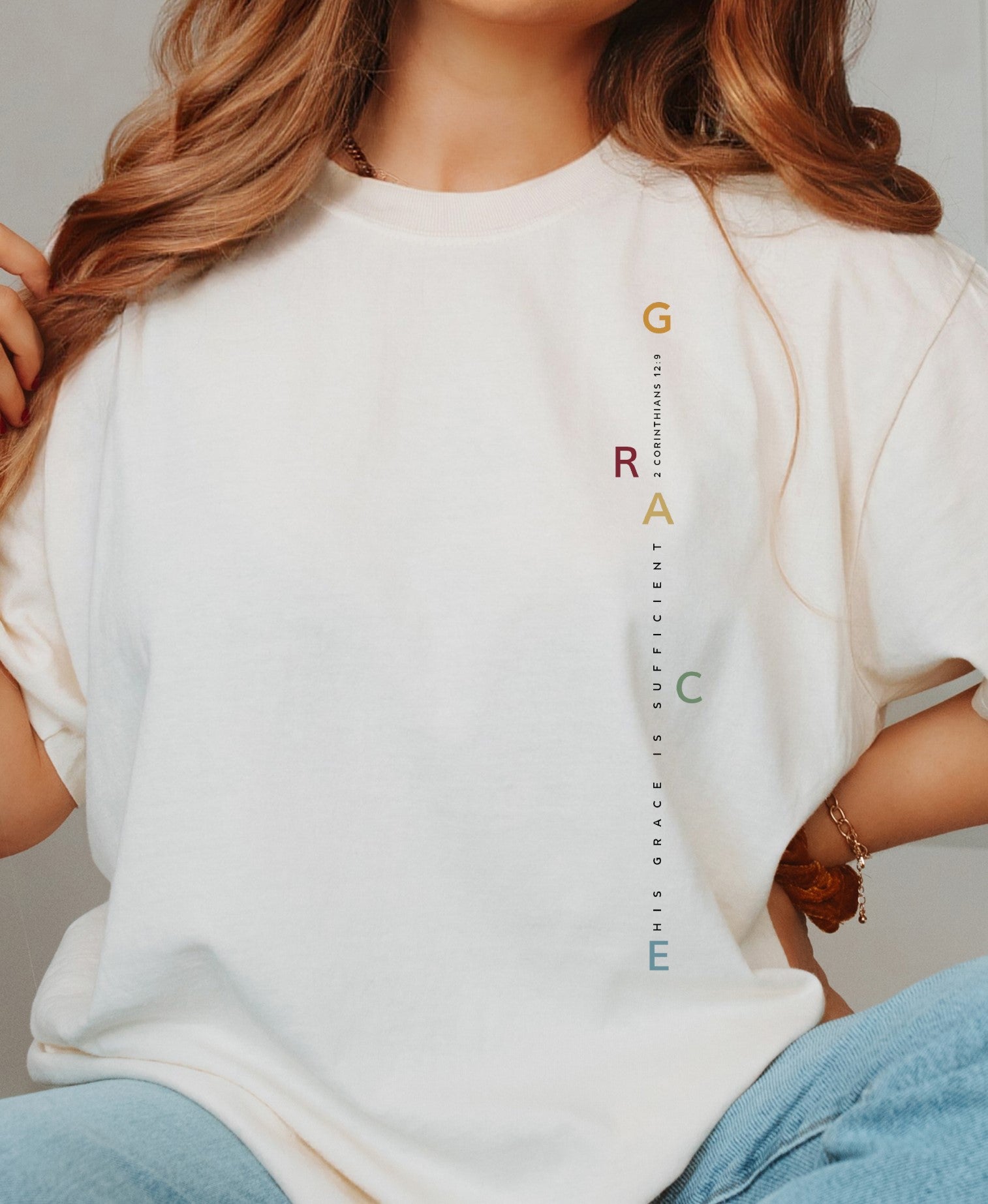 His Grace Is Sufficient Minimalistic T-shirt in White