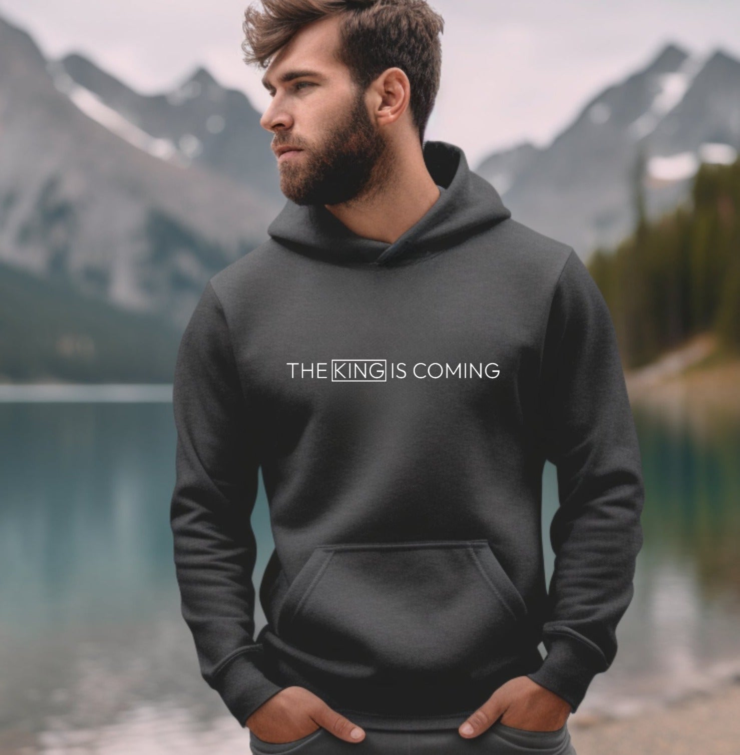 The King Is Coming Hoodie in Charcoal