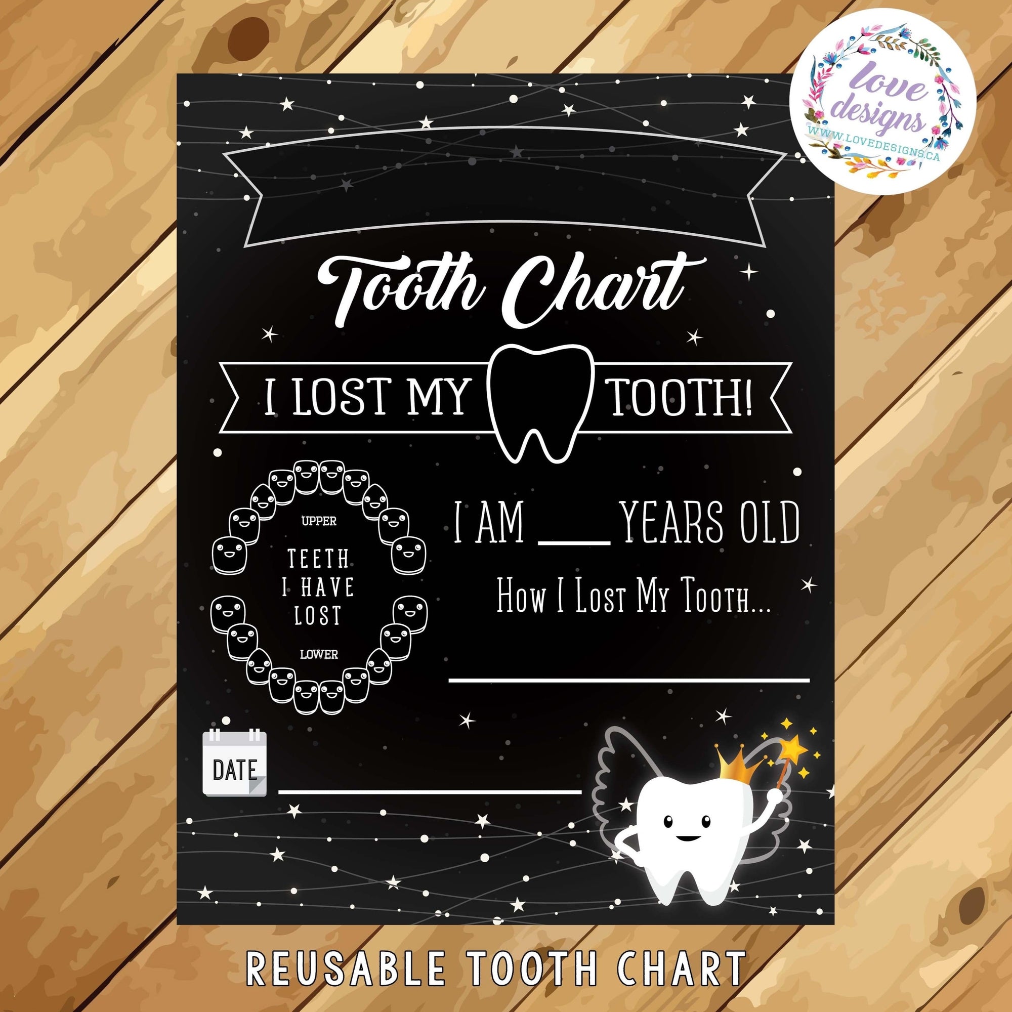 Tooth Chart Resusable Sign