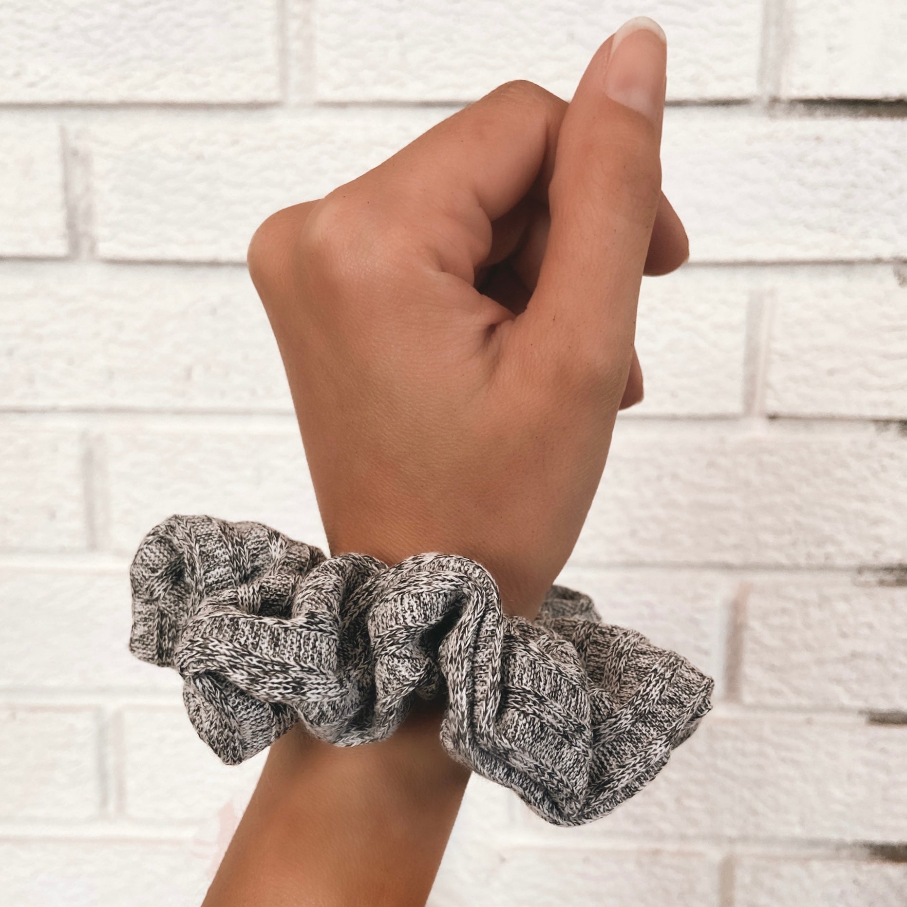 Ribbed Heather Grey Scrunchie