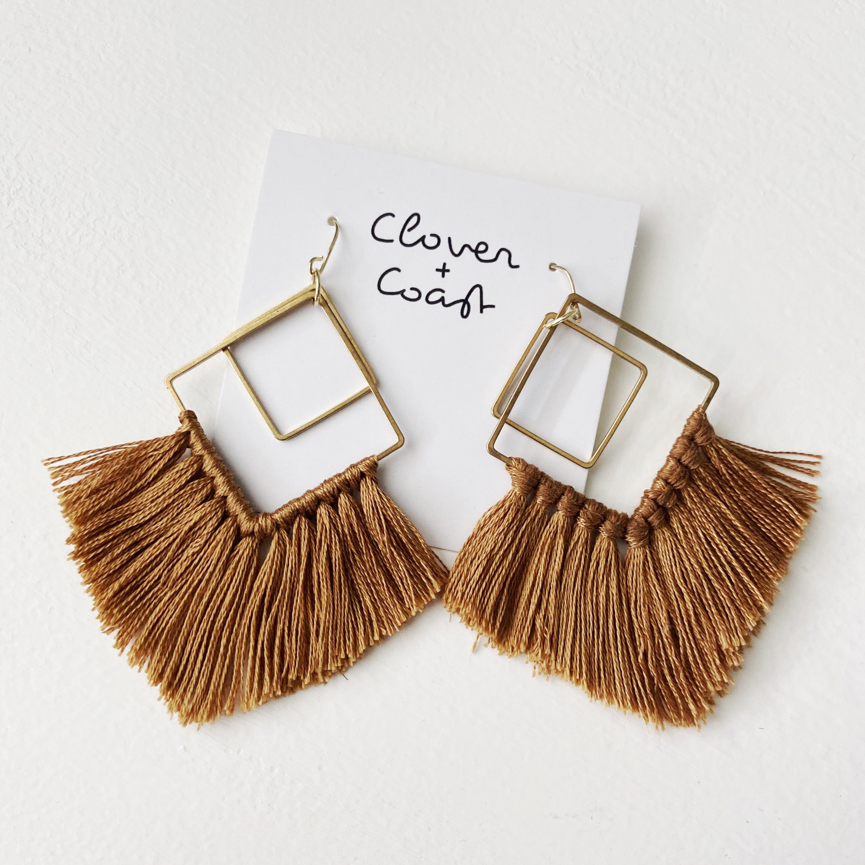 Mustard fringe earrings outlet