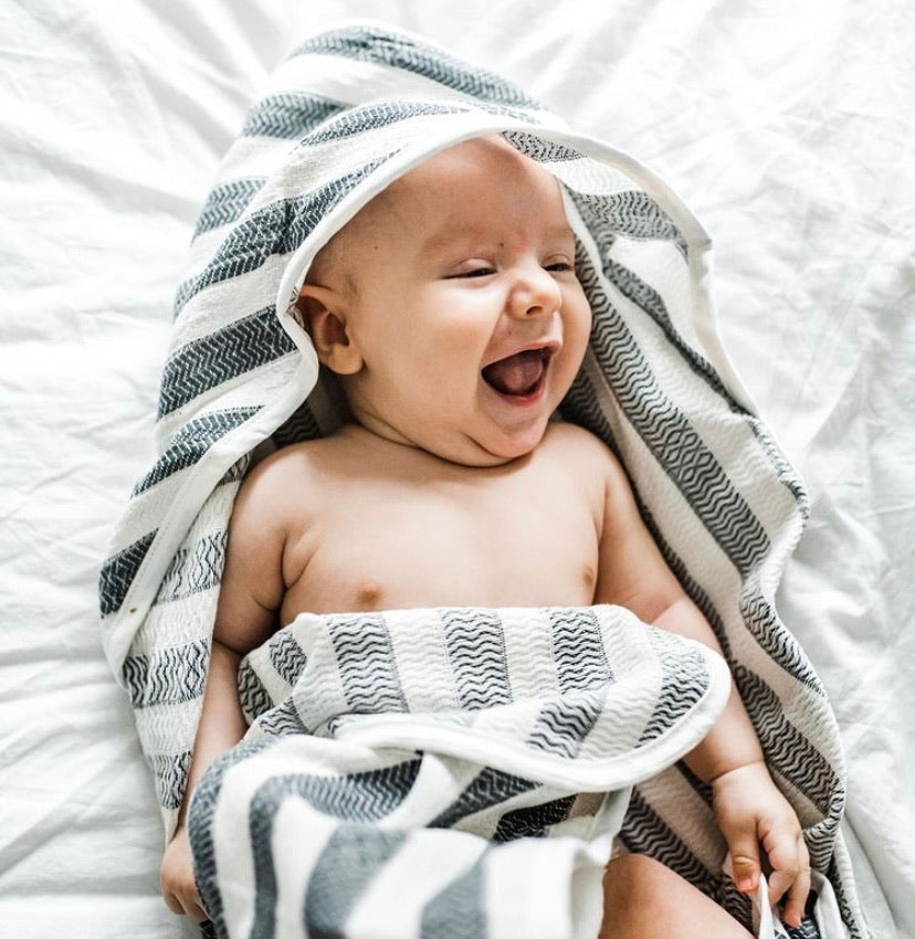 Hooded Baby Turkish Towel - Ebony