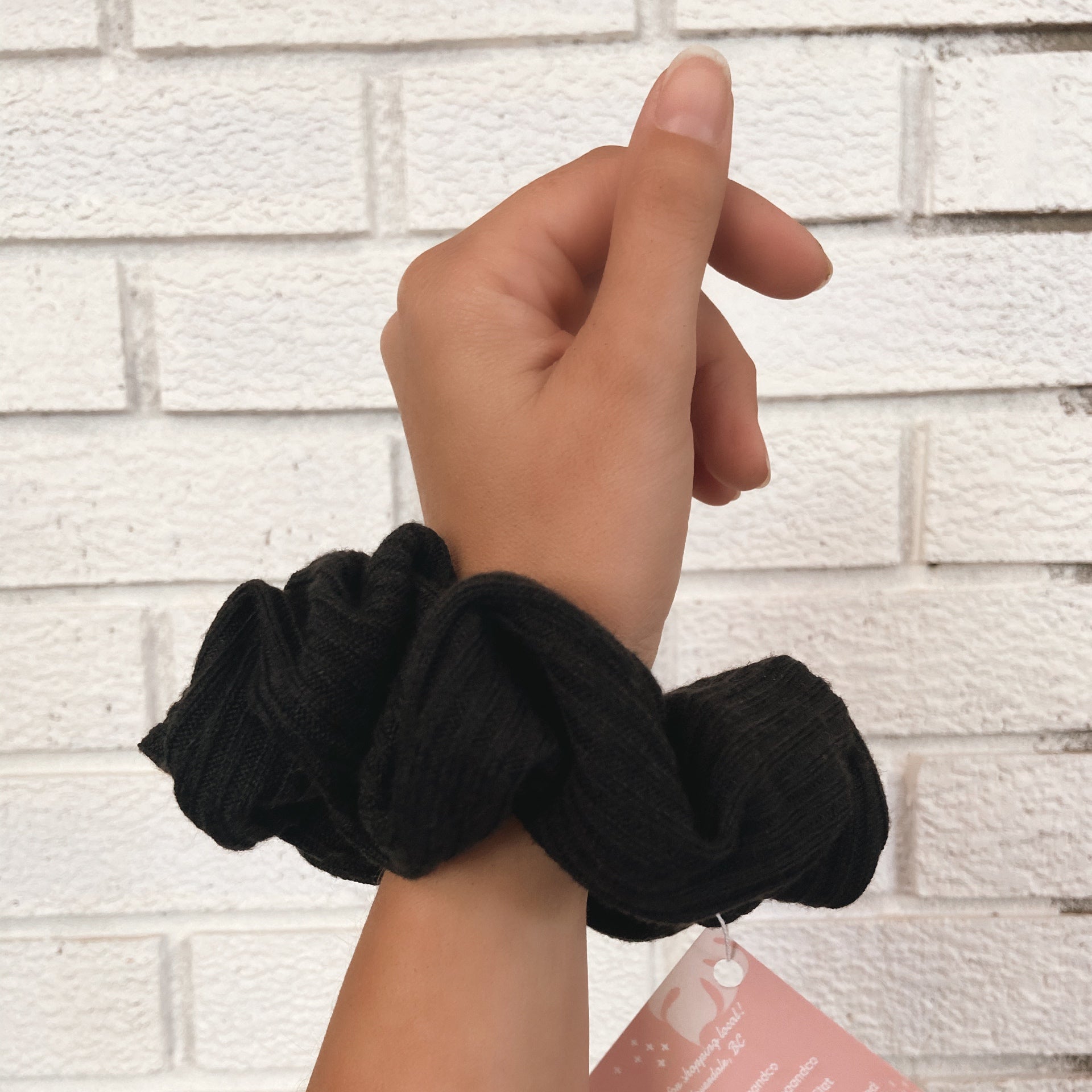 Ribbed Black XL Scrunchie