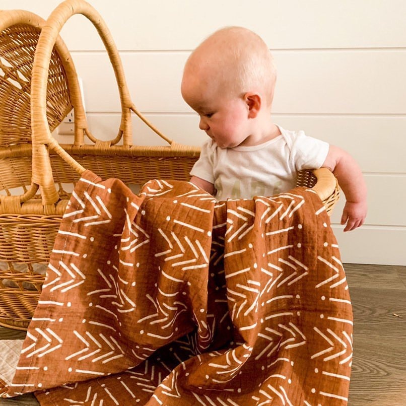 Copper Mudcloth Organic Swaddle